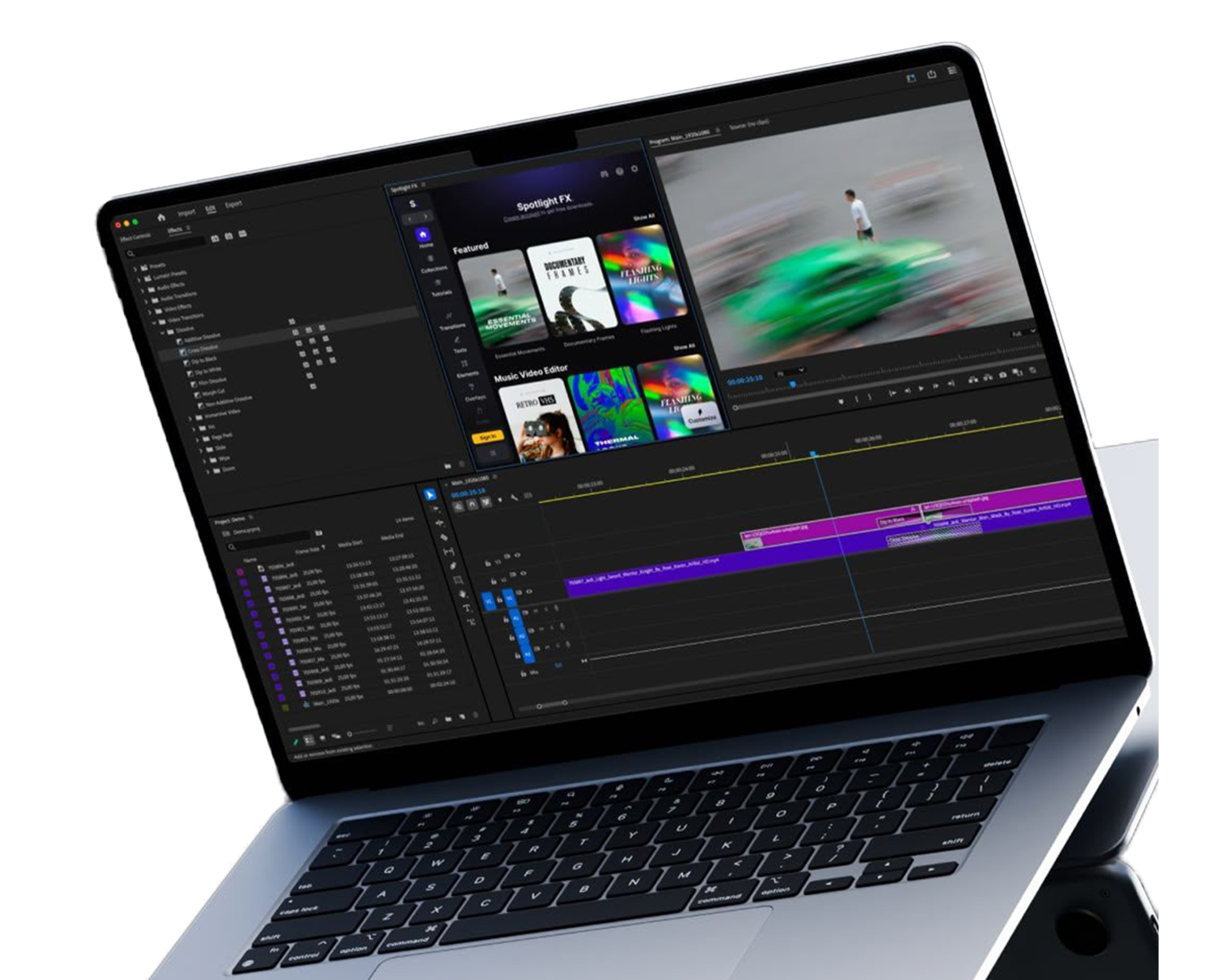 Laptop képernyő rajta a vágási munkafolyamatokkal